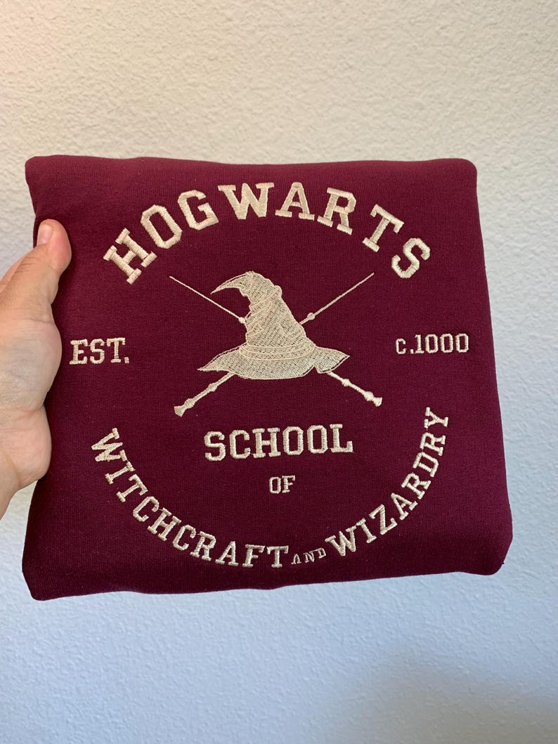 Hogwarts School Embroidered Sweatshirt, Wizarding World Inspired, Cozy Harry Potter Sweater, EGG02