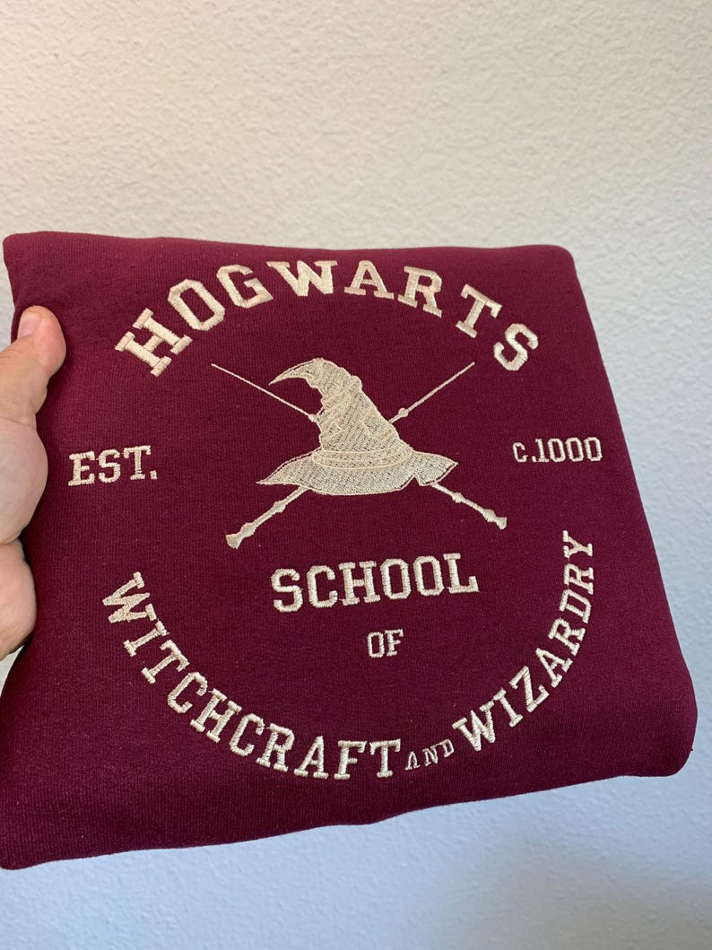 Hogwarts School Embroidered Sweatshirt | Wizarding World Inspired | Cozy Harry Potter Sweater