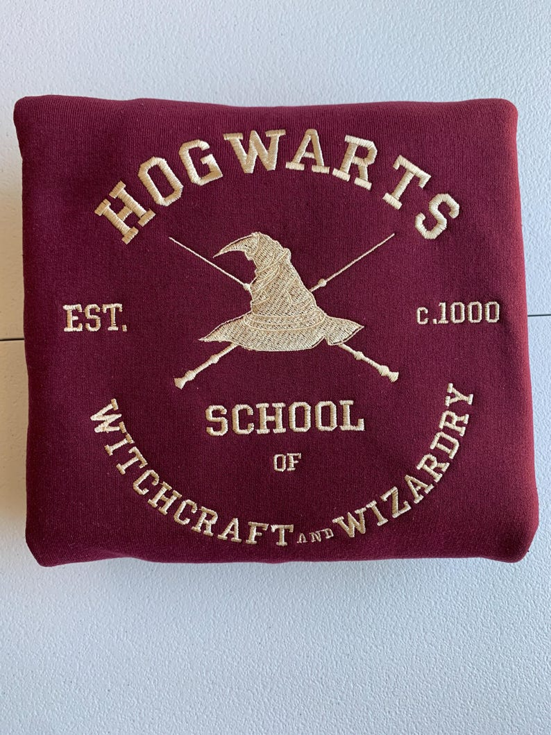 Hogwarts School Embroidered Sweatshirt | Wizarding World Inspired | Cozy Harry Potter Sweater