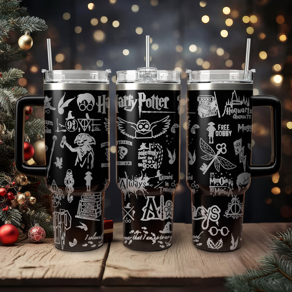 Harry Potter Tumbler 30oz/40oz, Hogwarts Castle Magic Tumbler with Handle, HP26
