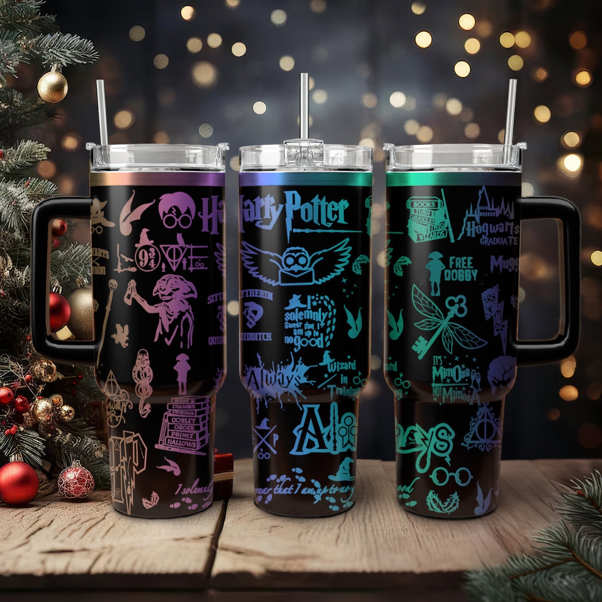 Harry Potter Tumbler 30oz/40oz, Hogwarts Castle Magic Tumbler with Handle, Harry Potter Laser Engraved Tumbler 30oz/40oz