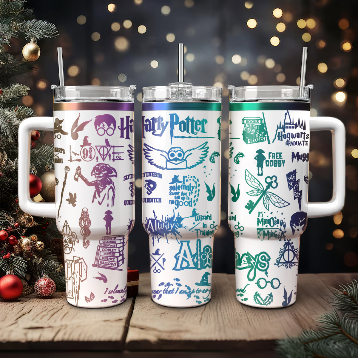 Harry Potter Tumbler 30oz/40oz, Hogwarts Castle Magic Tumbler with Handle, Harry Potter Laser Engraved Tumbler 30oz/40oz