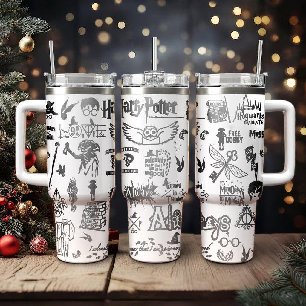 Harry Potter Tumbler 30oz/40oz, Hogwarts Castle Magic Tumbler with Handle, HP26