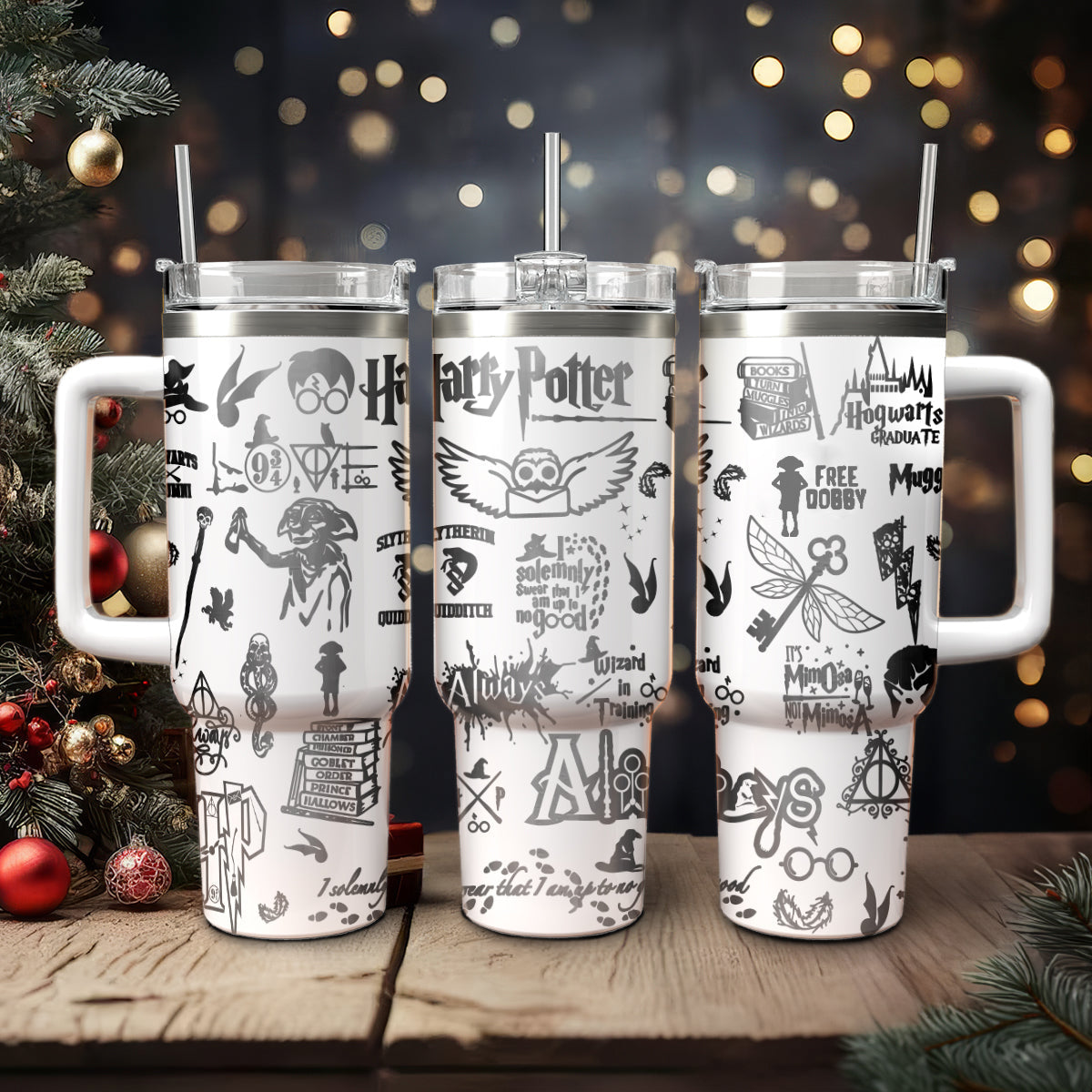 Harry Potter Tumbler 30oz/40oz, Hogwarts Castle Magic Tumbler with Handle, HP26
