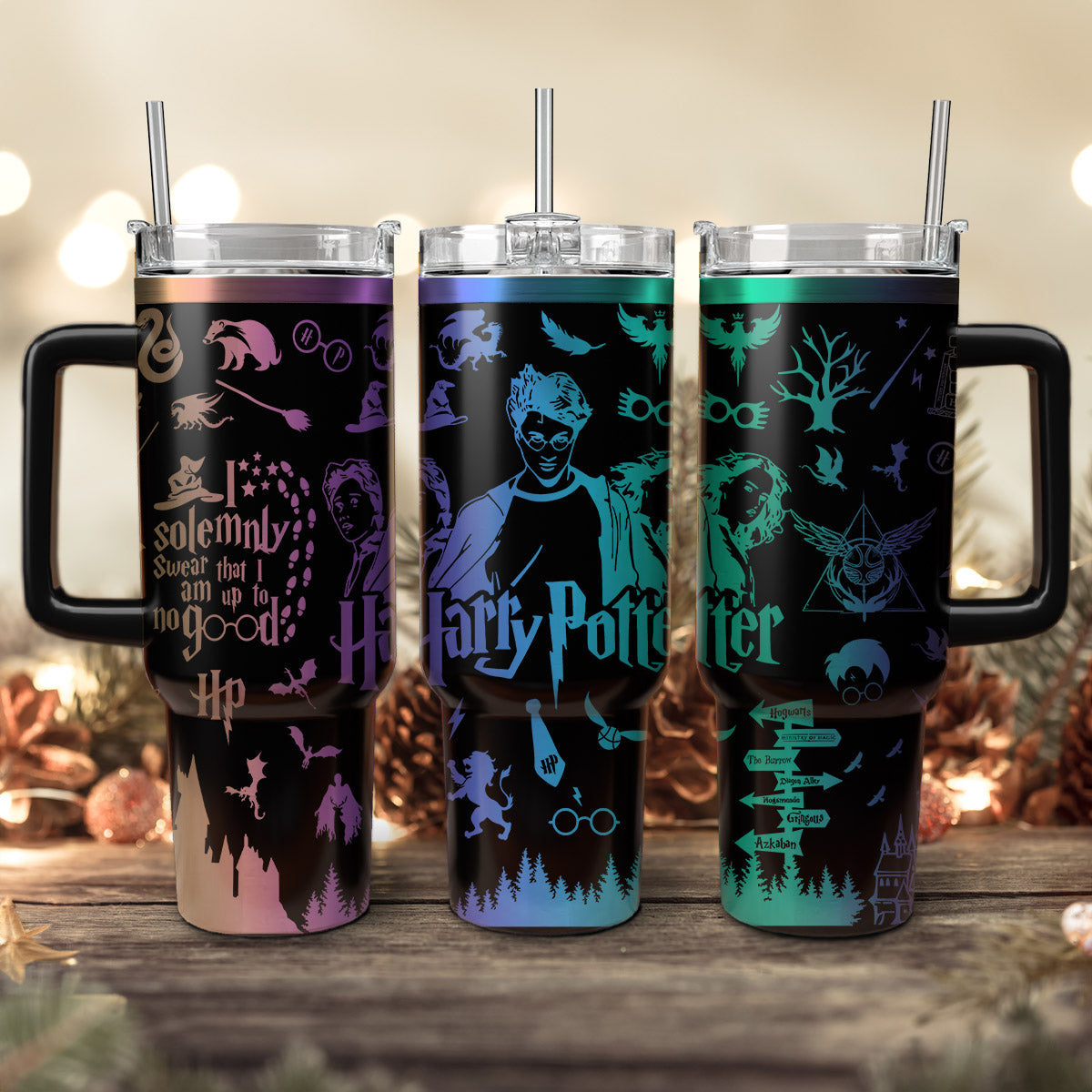 Harry Potter Tumbler 30oz/40oz With Handle, Hogwarts Castle Magic Tumbler, HP24