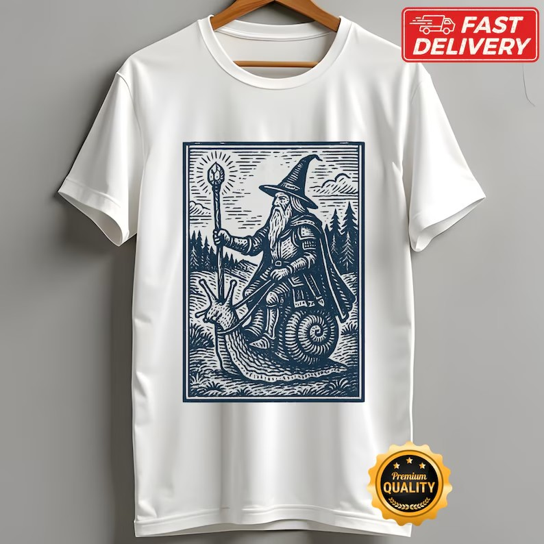 Renaissance Wizard Snail Rider Shirt, Medieval Wizard Tee, Ren Faire Medieval Shirt, Funny Meme Top, Medieval Fantasy Gift