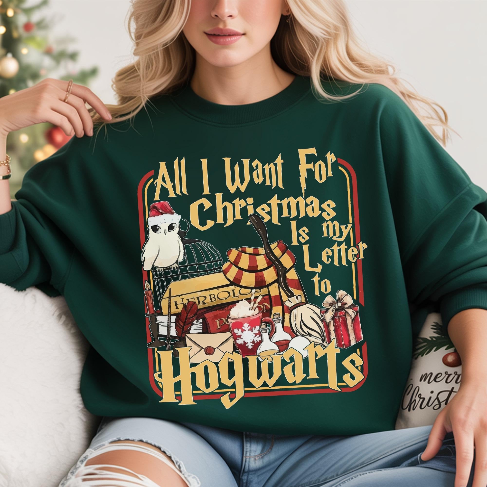 All I Want For Christmas Is Letter To My Hogwarts T-Shirt, Cozy Holiday Sweatshirt, Gift for Potterhead, Cute Xmas, Wizard Loverst PGG29