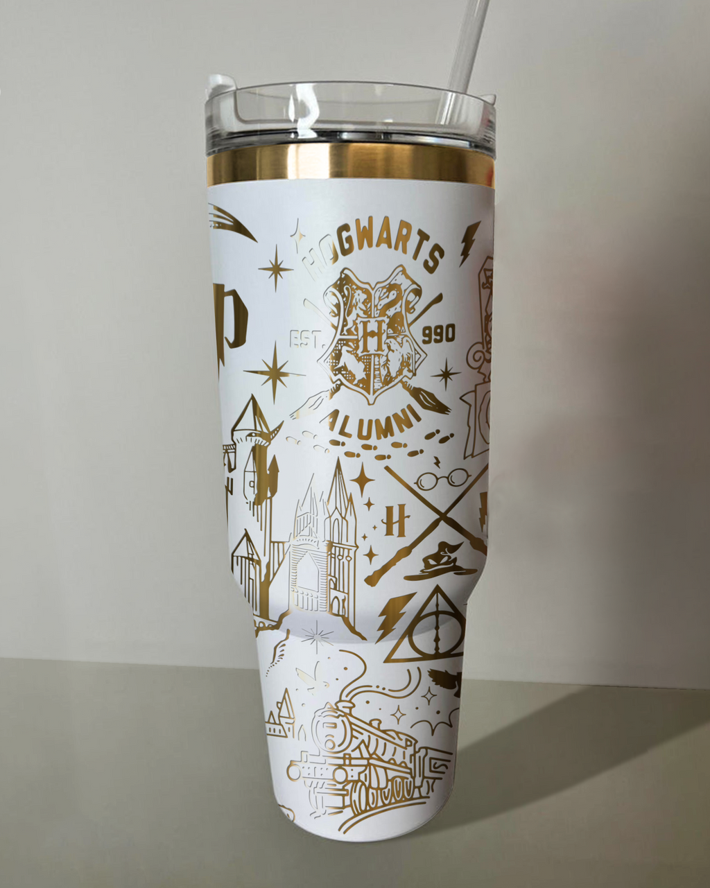 Harry Potter Gryffindor Golden Tumbler 30oz/40oz Laser Engraving, Custom Name Tumbler Gift, HP05