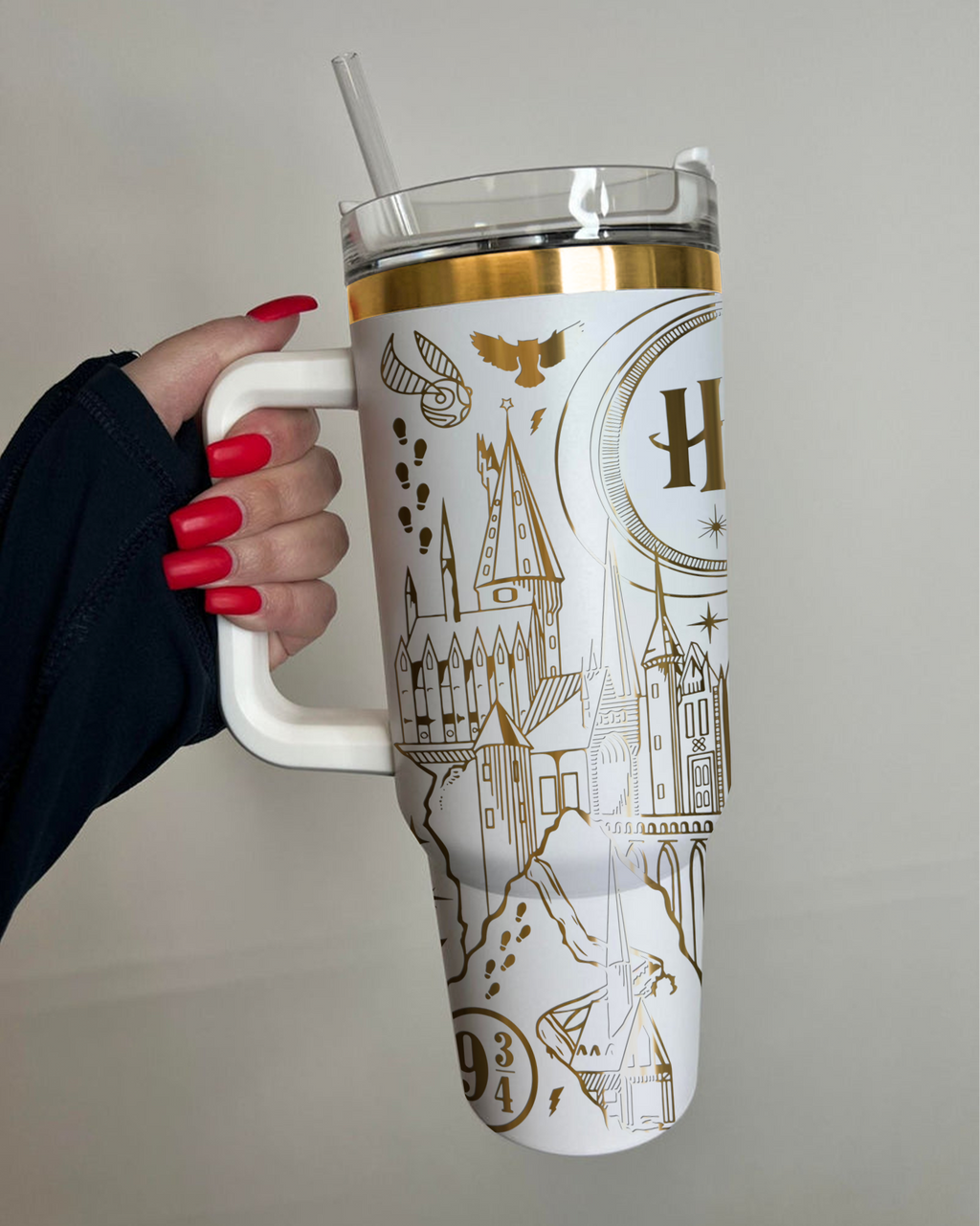 Harry Potter Gryffindor Golden Tumbler 30oz/40oz Laser Engraving, Custom Name Tumbler Gift, HP05