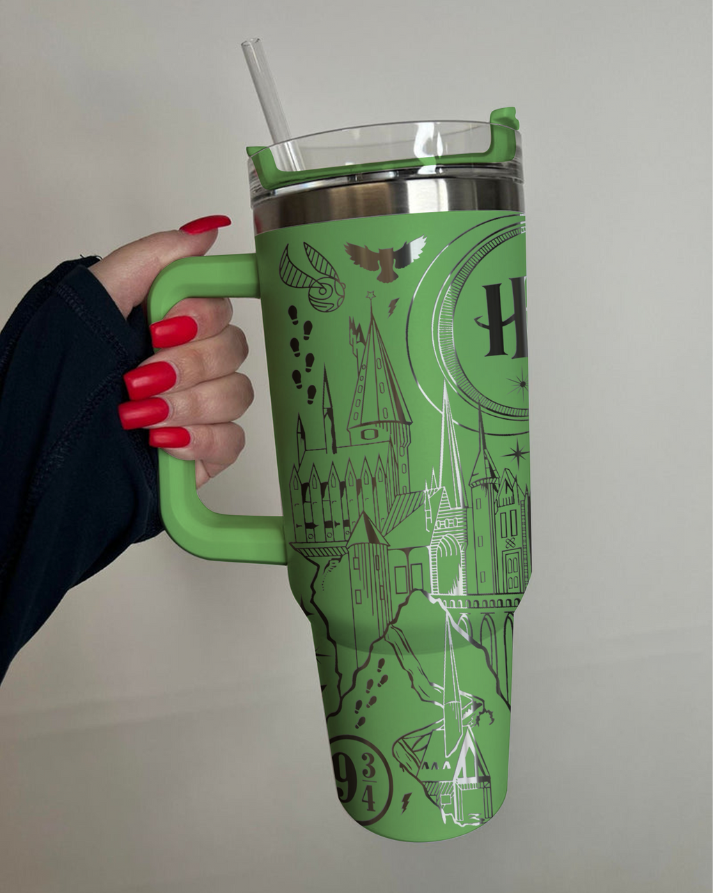 Harry Potter Slytherin Tumbler 30oz/40oz Laser Engraving, Hogwarts House Slytherin Tumbler HP18