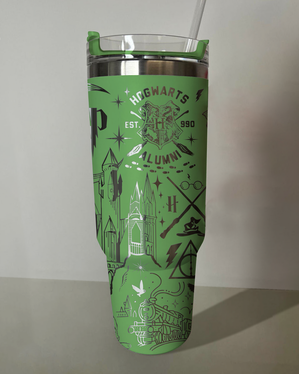 Harry Potter Slytherin Tumbler 30oz/40oz Laser Engraving, Hogwarts House Slytherin Tumbler HP18