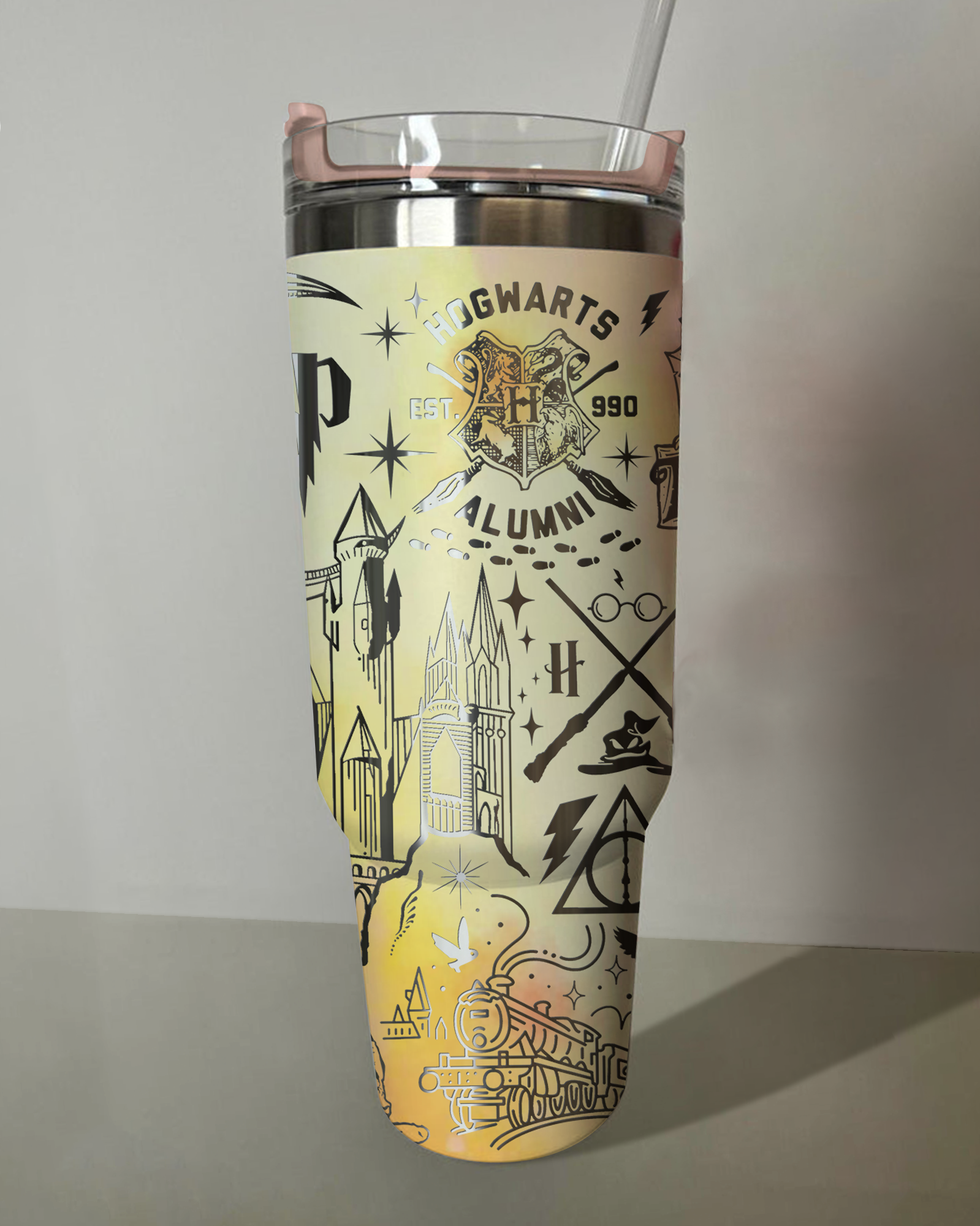 Harry Potter Hufflepuff Tumbler 30oz/40oz Laser Engraving, Harry Potter Poufsouffle Tumbler, HP13