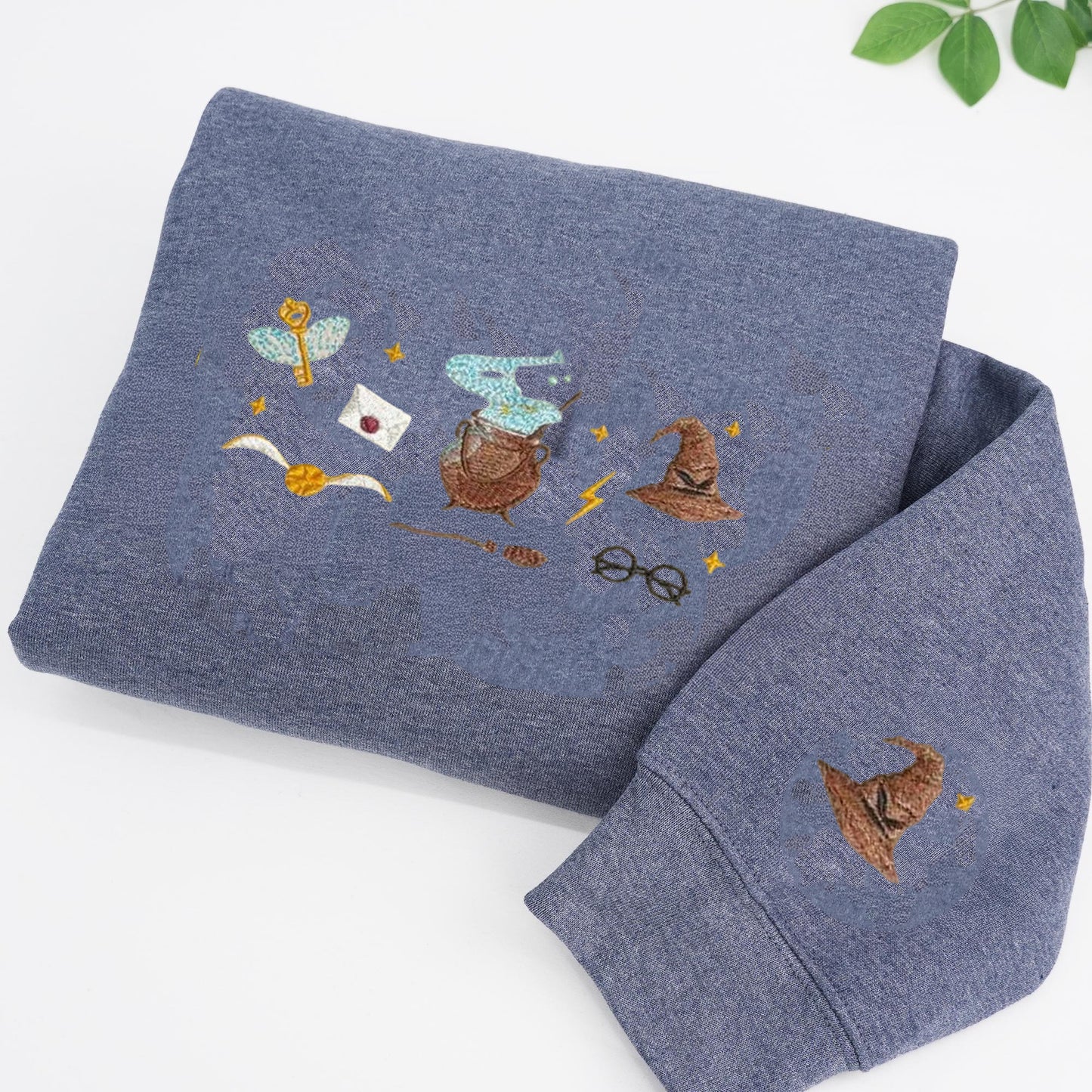 Harry Potter Embroidered Hoodie, Wizard Magic Symbols Sweatshirt, Golden Snitch Sorting Hat Cauldron Embroidery, Bookish Gift for Potter Fans EGG18