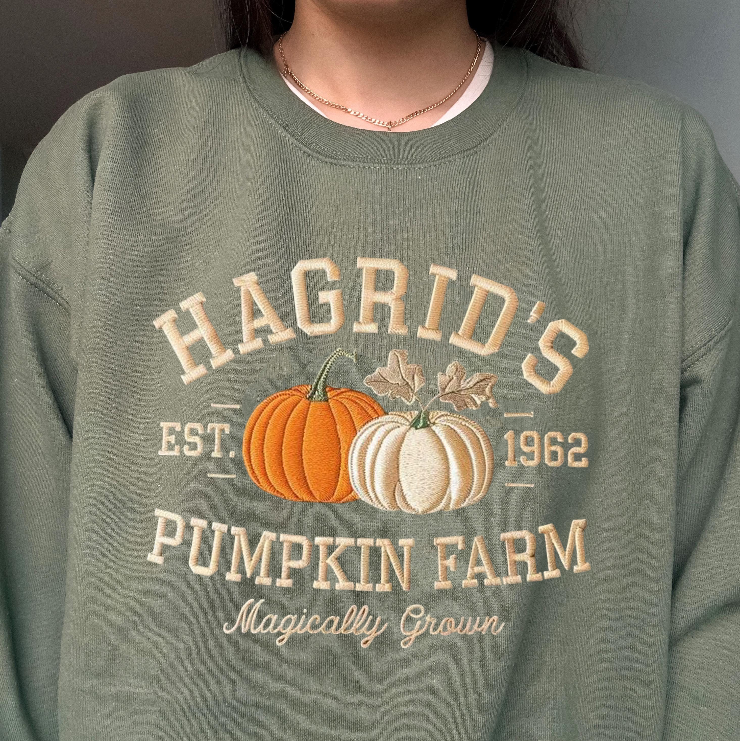 Hagrid Pumpkin Embroidered Sweatshirt, Fall Wizard Sweatshirt, Fall Sweater, Cozy Autumn Shirt, Halloween Pumpkin Patch, Magical Farm Shirt EGG27