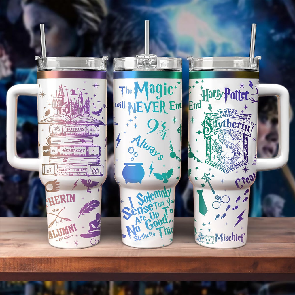 Slytherin Tumbler 30oz/40oz Laser Engraving, Hogwarts House Tumbler, Harry Potter Tumbler, HP38