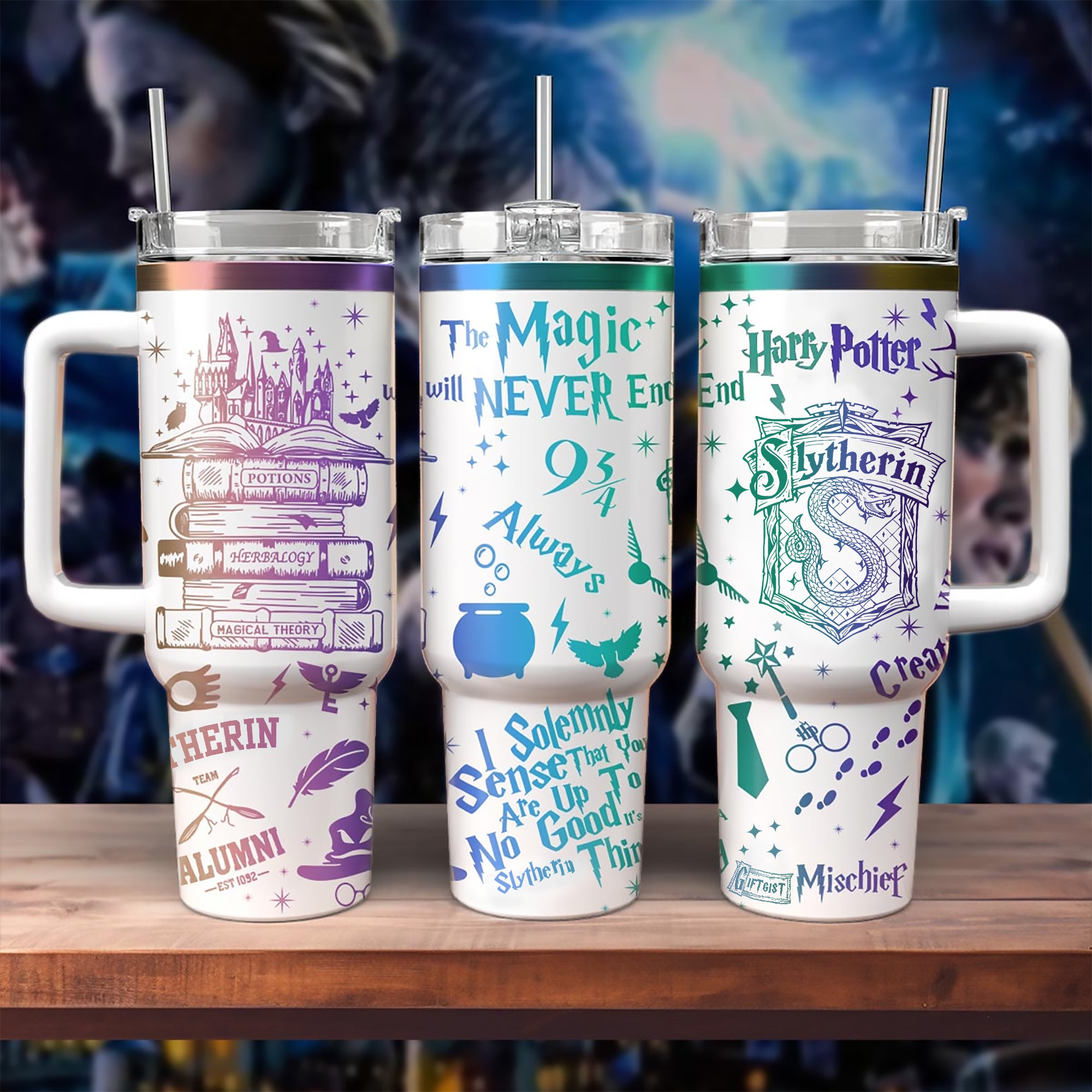 Slytherin Tumbler 30oz/40oz Laser Engraving, Hogwarts House Tumbler, Harry Potter Tumbler, HP38