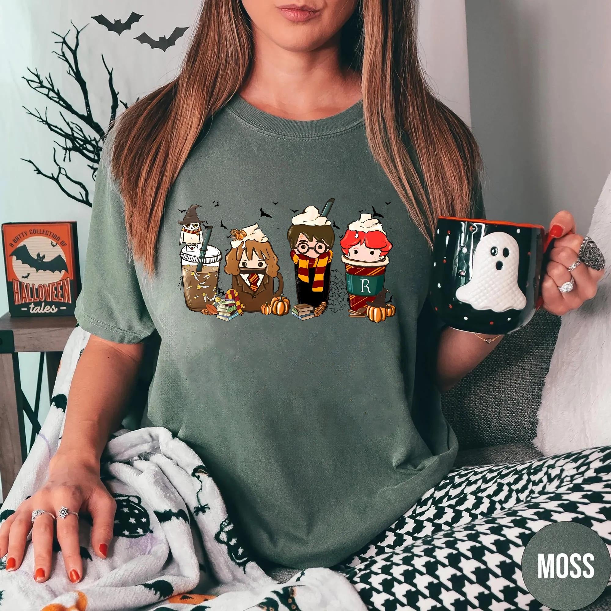 Harry Potter Sweatshirt, Cute Wizard Characters Hoodie, Chibi Harry Hermione Ron Crewneck, Bookish Cozy Aesthetic, Potter Fan Gift PGG17