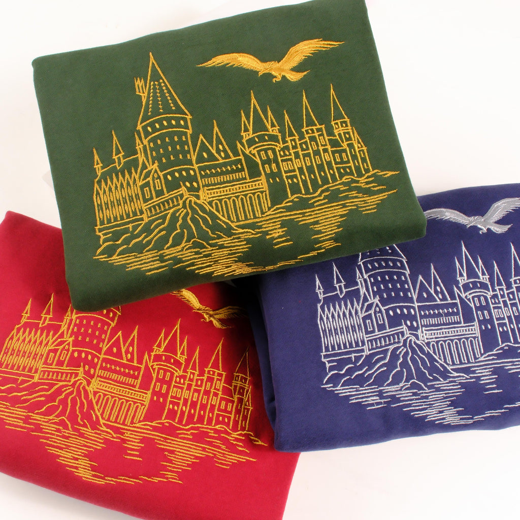 Embroidered hgws Wizard school sweatshirt, Fantasy sweatshirt, Magic sweatshirt, School of Witchcraft and Wizardry, Magic wand, Wizard staff EGG28