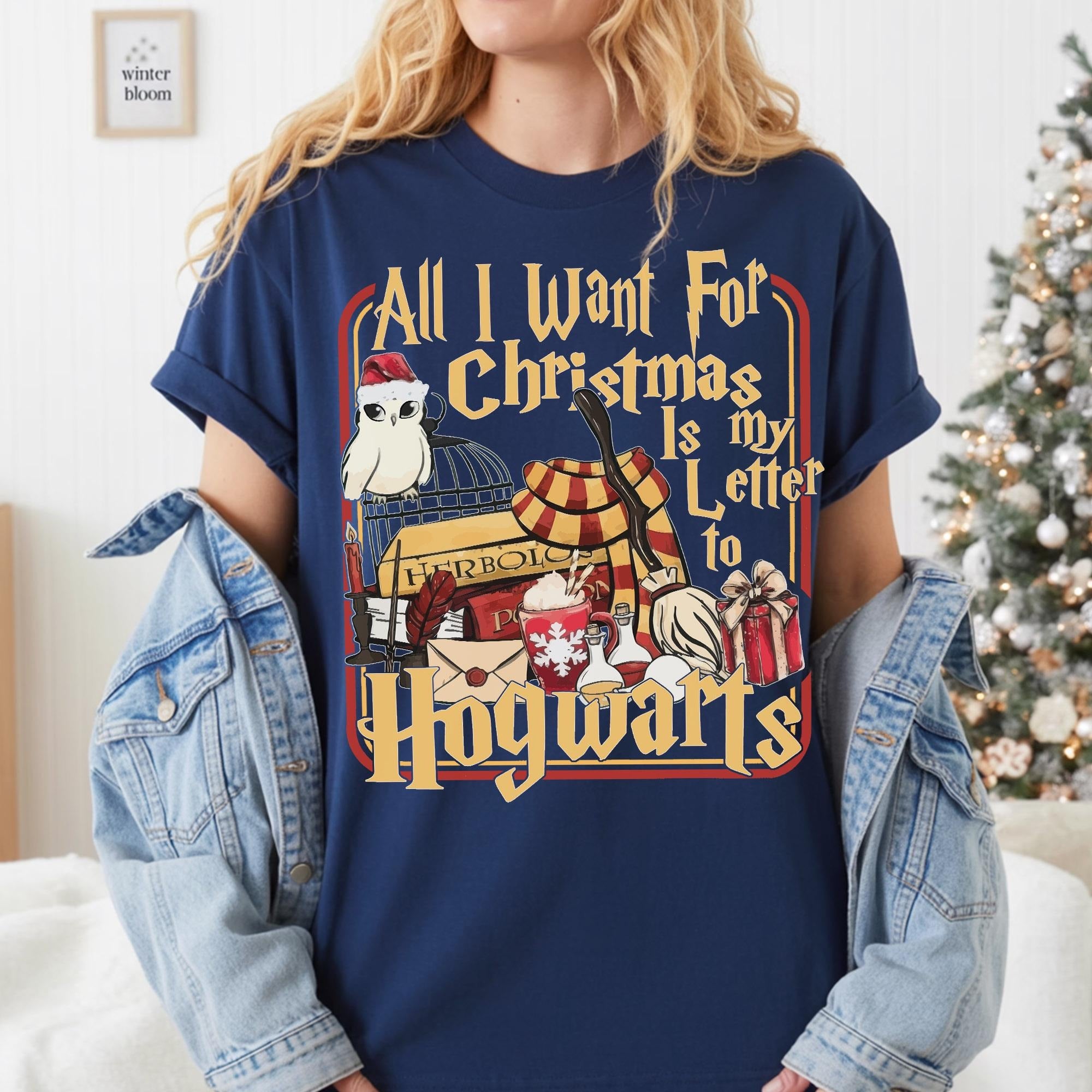 All I Want For Christmas Is Letter To My Hogwarts T-Shirt, Cozy Holiday Sweatshirt, Gift for Potterhead, Cute Xmas, Wizard Loverst PGG29