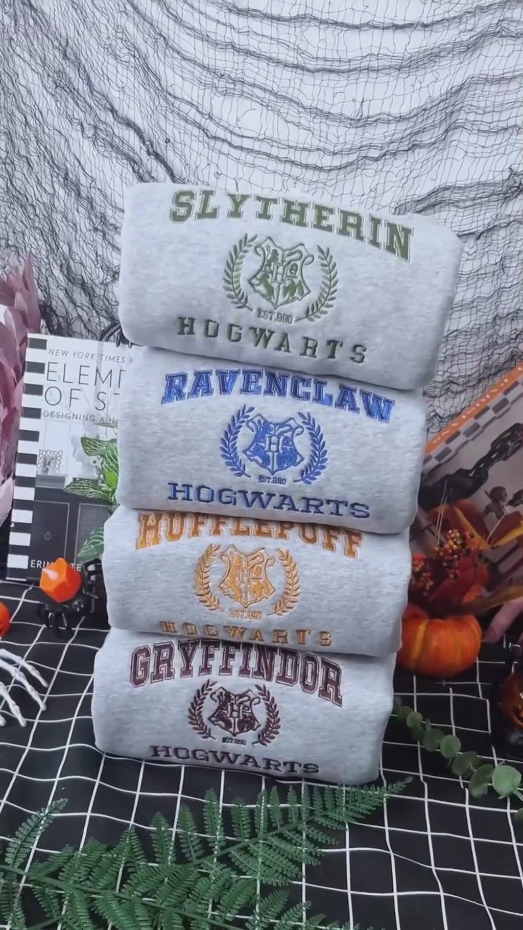 Embroidered Hogwarts Houses Sweatshirt, Magic Wizard Embroidery Shirt, EGG15